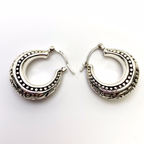 MAGNOLIA 925 STERLING SILVER HOOPS EARRINGS - Picture 6 of 8